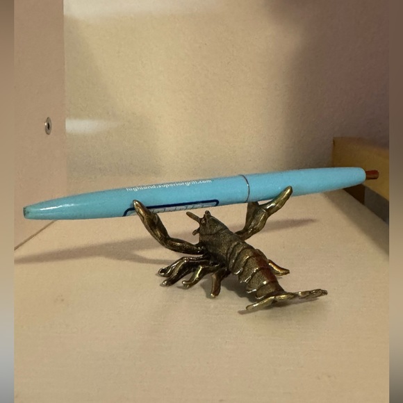 Other - Brass Metal Decorative Crab Crawfish Pen Holder Desk Figurine